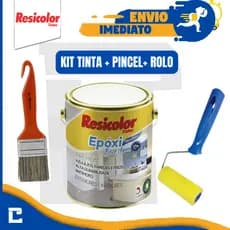 Kit Tinta Epoxi Base Água Azulejo 900ml Branco + rolo + pincel médio Resicolor