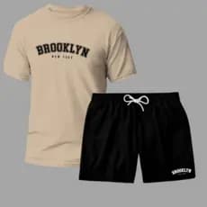 Kit Camiseta Algodão masculina e Short Tactel Várias Cores Verão Promoção