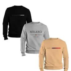 Kit 03 Blusa Moletom Masculino Gola Redonda Paris Milano Inverno Promoção