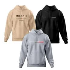 Kit 3 Blusa Moletom Canguru Masculina Com Capuz Paris Milano Inverno Promoção