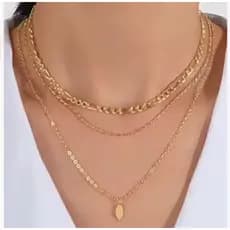 Colar Feminino Delicado Dourado com 3 Camadas Banhado a Ouro 18k+ Brinde