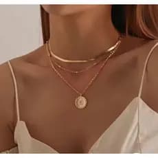 Colar Feminino Dourado Tripla  Camada Banhado a Ouro 18k+Brinde