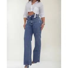 Calça Jeans Feminina Wide Leg Levanta Bumbum Cintura Alta Tendência