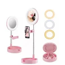 Espelho Luz Led Ring Light Mesa Maquiagem Portátil Celular
