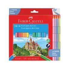 Lápis De Cor Faber Castell 24 Cores + 4 Pastel