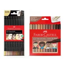 Kit Tons De Pele 12 Lápis De Cor SuperSoft + 12 Canetinhas Vai E Vem Faber-Castell