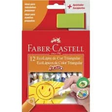 Lápis de Cor 12 Cores Jumbo Triangular + Apontador Com Deposito Faber Castell, 12.3012AP