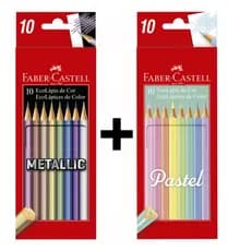 Lápis De Cor 10 Cores Pastel 10 Tons Metálicas Faber Castell