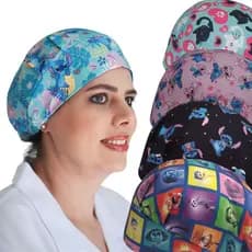 Touca Feminina Com Elástico Gorro Personagem Minnie Mickey Bandana