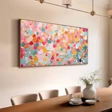 Quadro Decorativo Pintura Colorida Espatulada Efeito 3d Sala
