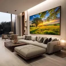Quadro Decorativo Arvore Paisagem e Sol No Campo
