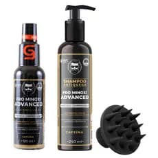 Kit Shampoo Antiqueda e Tônico de Crescimento Capilar  Pro Minoxi + Escova Massageadora