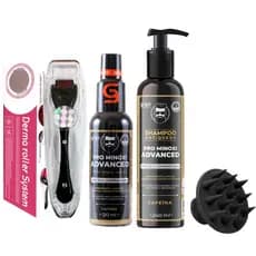Kit Shampoo Antiqueda + Tônico Crescimento Capilar Pro Minoxi + Escova Massageadora + Derma Roller