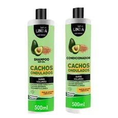 Kit Shampoo e Condicionador Sem Sal Cachos Ondulados Abacate e Semi di Lino 500ml