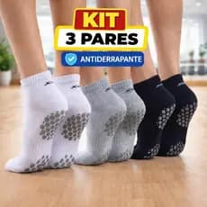 Kit 3 Pares Meia Antiderrapante Pilates Hidroginástica Yoga Feminino