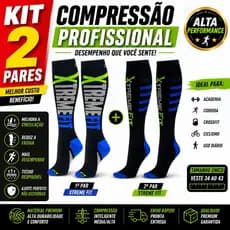 Kit 2 Pares de Meias Compressão para Varizes e Para Pratica De Crossfit Ciclismo Corrida e Academia Masculina