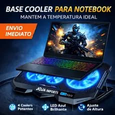 Base Cooler Notebook Gamer 4 Fans LED Ajustável Silencioso Suporte Resfriamento Envio Imediato