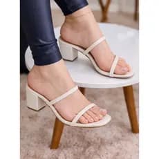 Sandália Feminina Salto 3 Cm Quadrado Luxo Confort