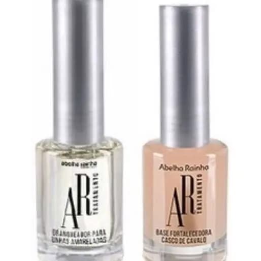 Kit Base Fortalecedora  Casco de Cavalo e Esmalte Branqueador  para Unhas Amareladas Hidrata Unhas Abelha Rainha