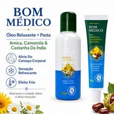 Óleo Corporal Relaxante Bom Médico Com Camomila E Pasta Arnica Castanha da Índia Efeito Frio Abelha Rainha