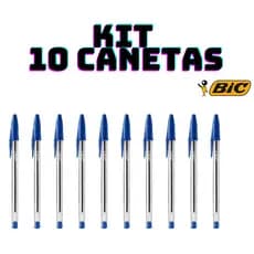 Caneta Bic Cores Diversas Kit Com 10 Unidades Para Escola Trabalho Comércio