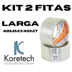 Kit 2 Durex Fita Adesiva De Empacotamento Larga 48mm x 40mt Koretech