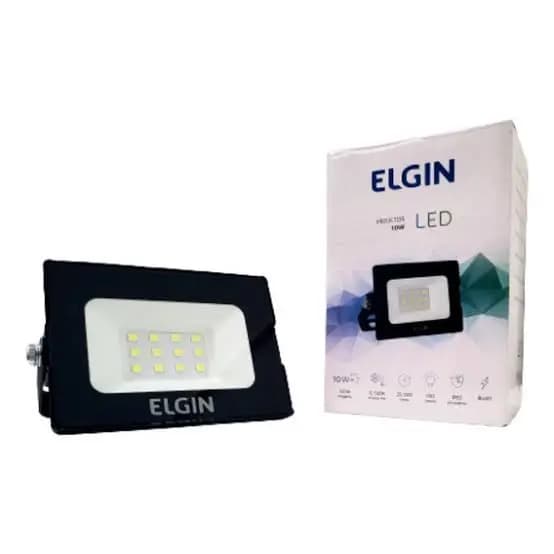 Refletor Projetor Luminária Elgin 10W Painel de Led Uso Externo Bivolt Ip65