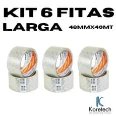 Kit 6 Durex Fita Adesiva De Empacotamento Larga 48mm x 40mt Koretech