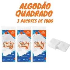 Algodão Quadrado Nathy Kit Com 3 Pacotes de 100g Para Higiene em Geral