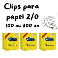 Clips Para Papel 2/0 Bacchi Aço Galvanizado 100 ou 300 Unidades