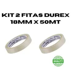 Kit 2 Durex Fita Adesiva 18mm x 50mt Para Uso Escolar Trabalho Escritório