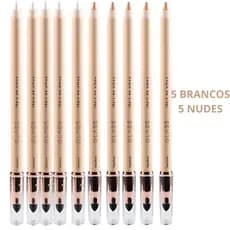 KIT 10 LAPIS DE OLHO RUBY ROSE GLASS- 5 NUDE 5 BRANCO.