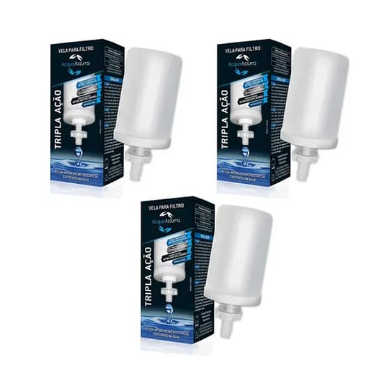kit 3 Velas Filtro Barro Ação Alcalina PREMIUM Eleva PH