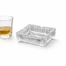 Cinzeiro Cristal Quadrado Transparente Resistente 10,5cm