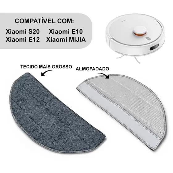 Refil Pano Tapete Robô Aspirador Xiaomi Grosso Almofadado S20 - E10 - E12 - MIJIA C3