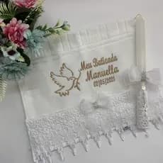toalha  para batizado com vela personalizada