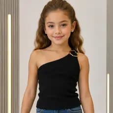 Blusa Feminina Infantil Ombro Só Mula Manca Com Fivela Lançamento Moda Blogueirinha Blusa De Menina