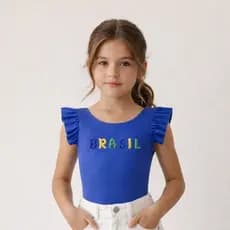 Body Infantil Brasil Copa Look Torcedora Mini Patriota Brasileira Kids Tendência Copa Do Brasil Brasil Core