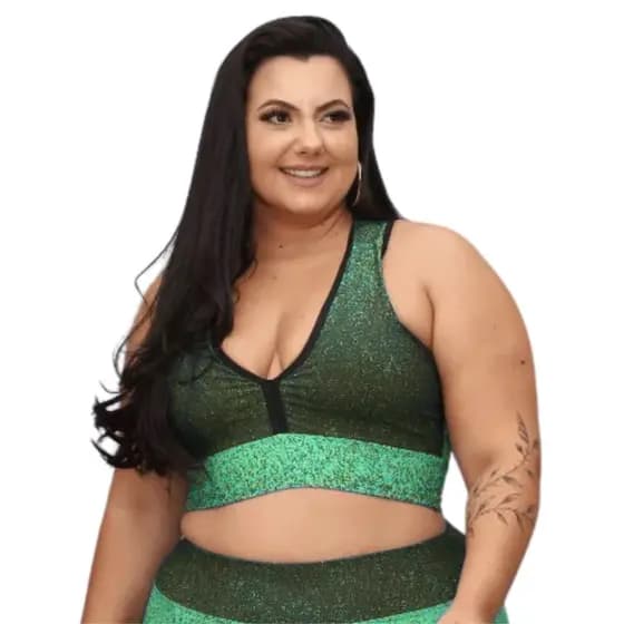 Top Plus Size Academia Estampado Fitness Top Com Bojo Plus Size Top Cropped