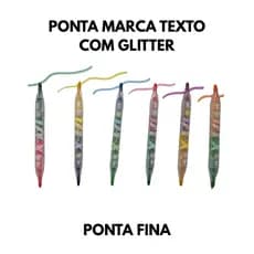 Marcadores Duplo Com Glitter Duas Ponta Marca Texto Infantil Aurora
