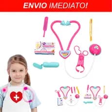 Kit Médico Infantil Rosa Menina Brinquedo Educativo Completo com Acessórios Doutora