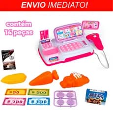 Caixa Registradora brinquedo com Calculadora Luz e Som Acessórios Dinheirinho Mercadinho Brinquedo Infantil