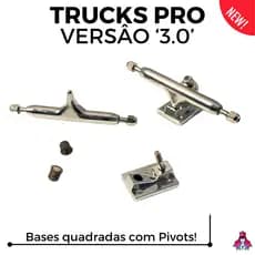 Par de Trucks Completos da Custom modelo *PRO 3.0* medida 34mm cor Silver (Com Bases Quadradas & Pivot Cups)