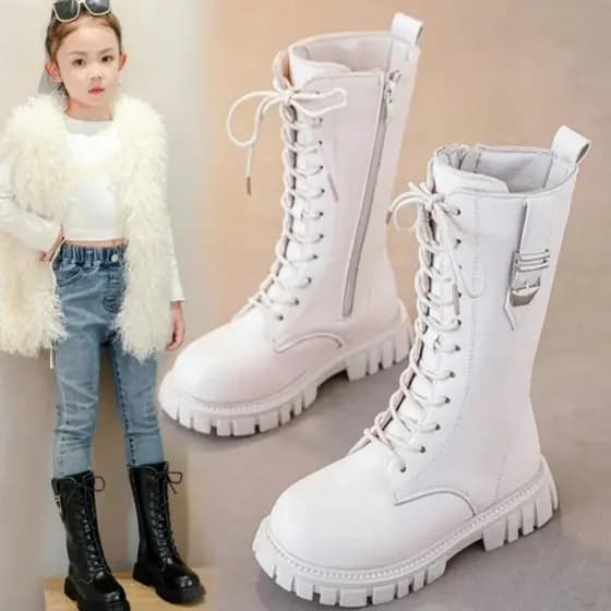 Elegante Zíper Bebê Meninas Moda Casual Botas Longas Novas Confortáveis De Sola Média Infantil