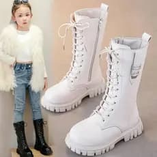 Elegante Zíper Bebê Meninas Moda Casual Botas Longas Novas Confortáveis De Sola Média Infantil