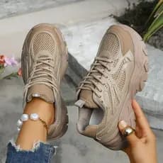 Venda Quente Moda Feminina Plataforma Sapatos Esportivos Feminino 2026 Verão Preto Casual Chunky Tênis Malha De Couro