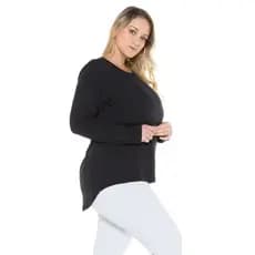Blusa Feminina Mullet Manga longa Plus Size Longline Tapa Bumbum Inverno Tamanho Grande