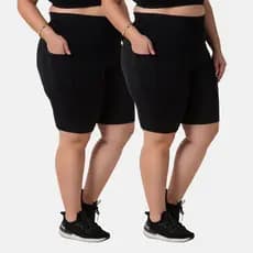 Kit 2 Bermuda Feminina Plus Size Suplex com Bolso Academia Conforto 103749-K2-C1