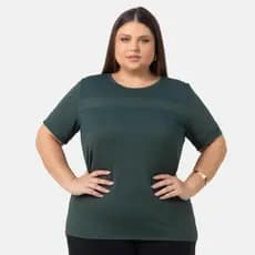 Blusa Feminina Plus Size Básica Viscose Camiseta Estilosa Com Manga
