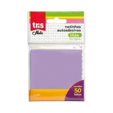 Nota Autoadesiva - Tris Holic Pop - 76x76MM - CORAL / LILÁS / TURQUESA / ROSA - BLOCO C/ 50 Fls